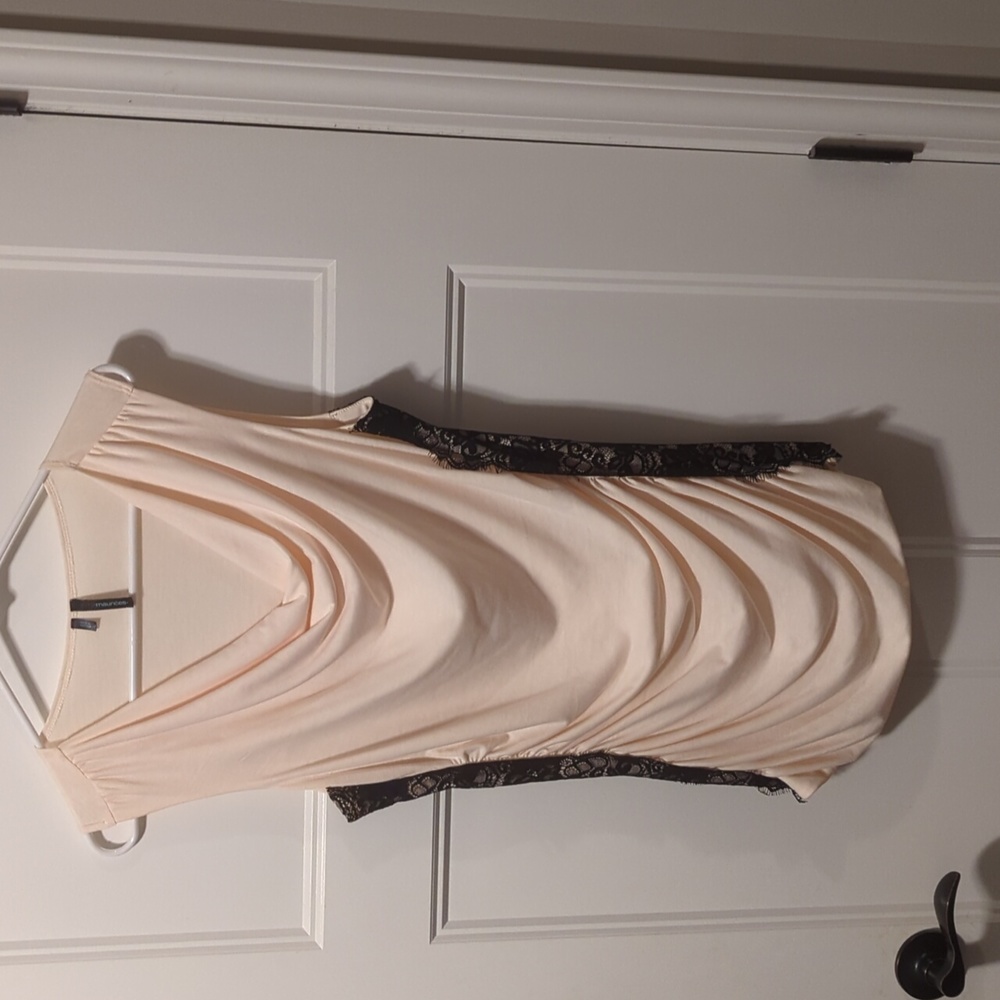 Maurice's peach tank top with lace detail on the side